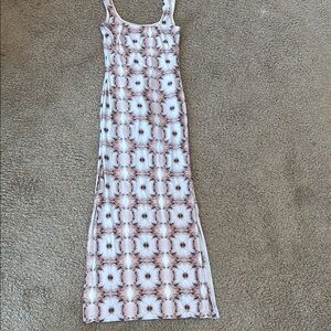 Elegant Pink Patterned Maxi Dress